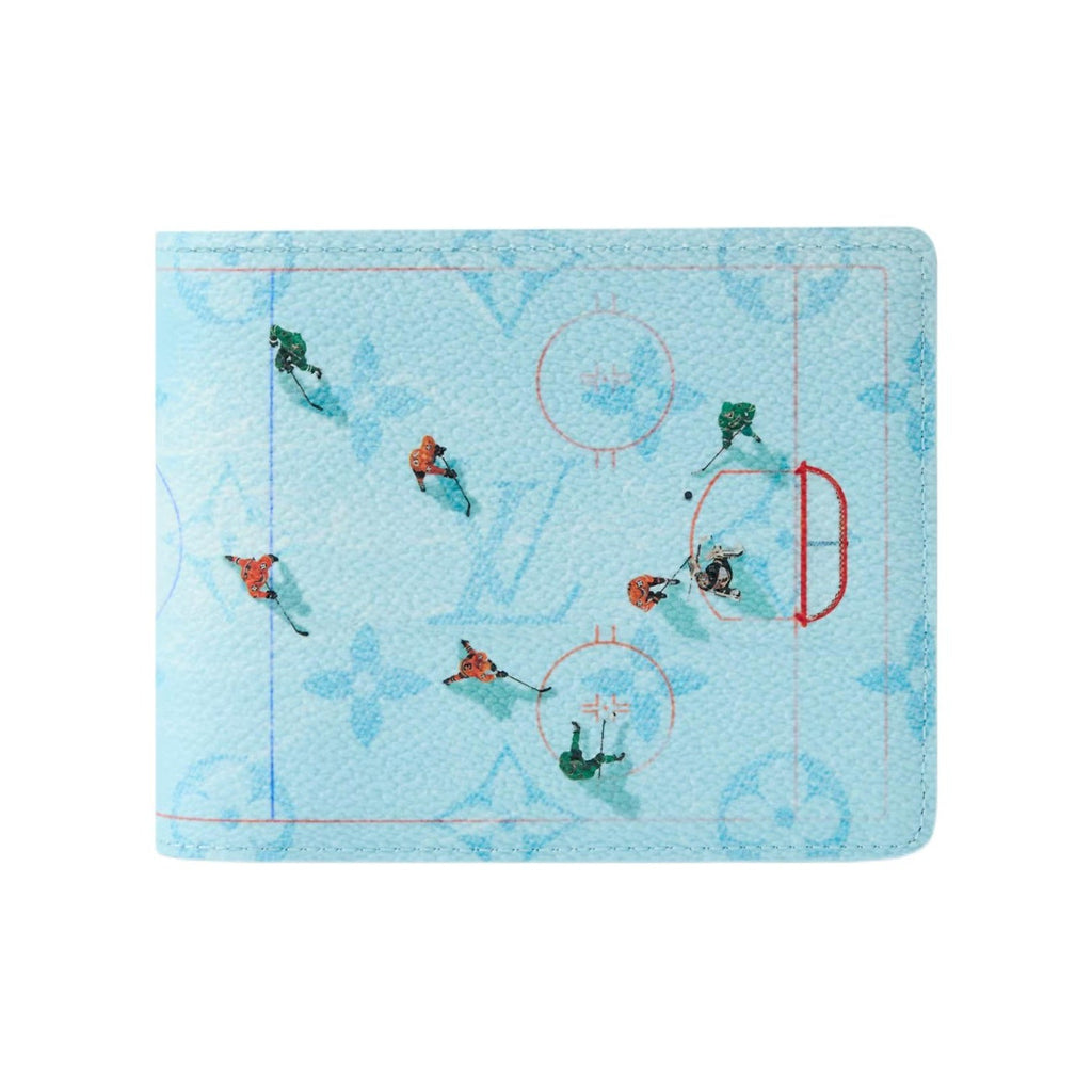 LOUIS VUITTON Multiple Sky Blue Coated Canvas Wallet with Ice Hockey Print M3A546