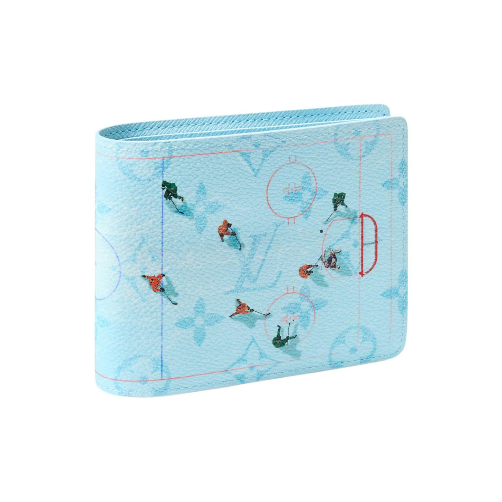 LOUIS VUITTON Multiple Sky Blue Coated Canvas Wallet with Ice Hockey Print M3A546