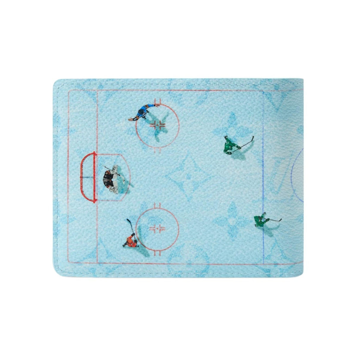LOUIS VUITTON Multiple Sky Blue Coated Canvas Wallet with Ice Hockey Print M3A546