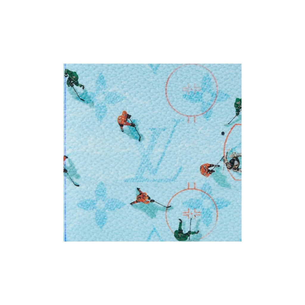 LOUIS VUITTON Multiple Sky Blue Coated Canvas Wallet with Ice Hockey Print M3A546