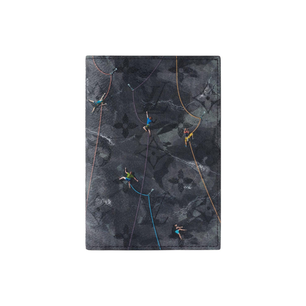 LOUIS VUITTON Dark Gray Coated Canvas Passport Holder with Rock Climbing Print M2B222