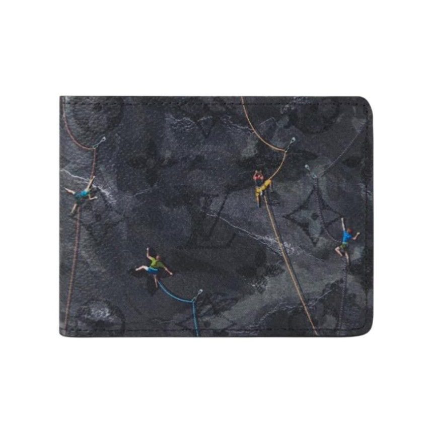 LOUIS VUITTON Multiple Black Synthetic Leather Wallet with Rock Climbing Print M3A545