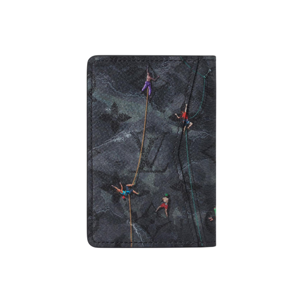 LOUIS VUITTON Pocket Organizer Black Coated Canvas Wallet with Climbing Print M3A538