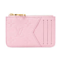 LOUIS VUITTON Romy Women's Pink Monogram Empreinte Cowhide Leather Card Holder M28974