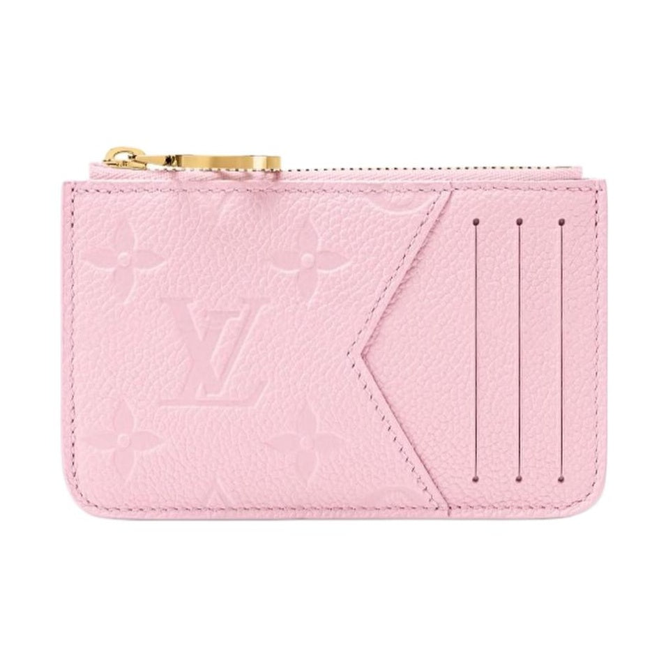 LOUIS VUITTON Romy Women's Pink Monogram Empreinte Cowhide Leather Card Holder M28974