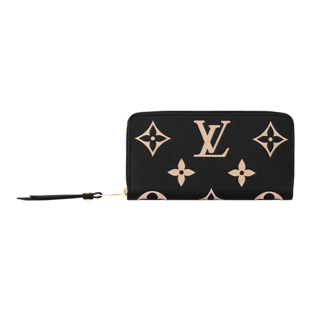 LOUIS VUITTON Zippy Women's Black and Beige Monogram Empreinte Leather Wallet M80481