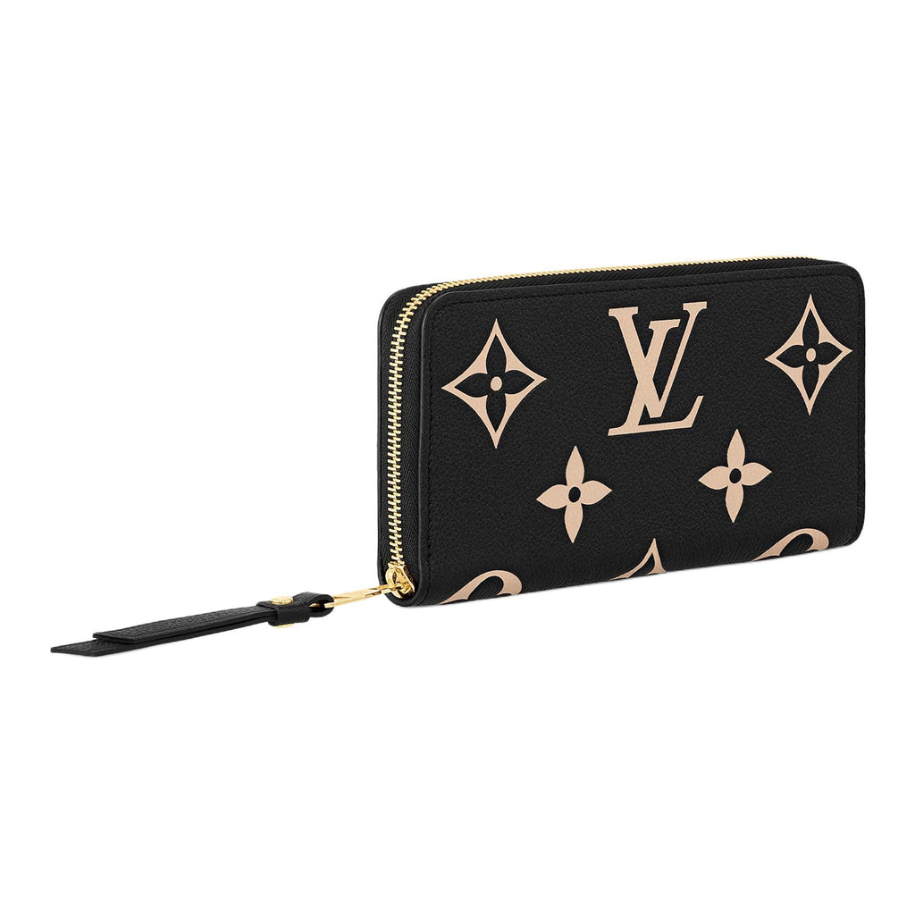 LOUIS VUITTON Zippy Women's Black and Beige Monogram Empreinte Leather Wallet M80481