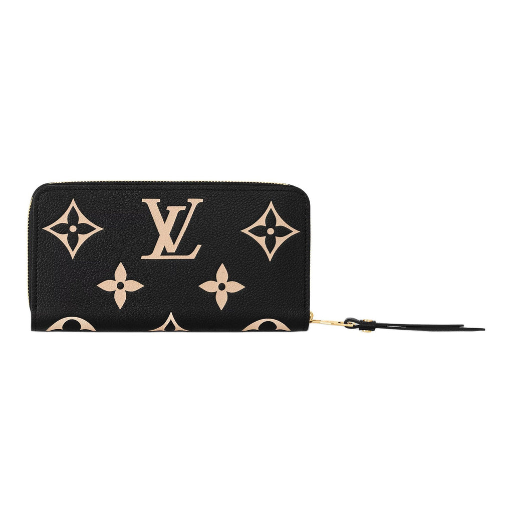 LOUIS VUITTON Zippy Women's Black and Beige Monogram Empreinte Leather Wallet M80481