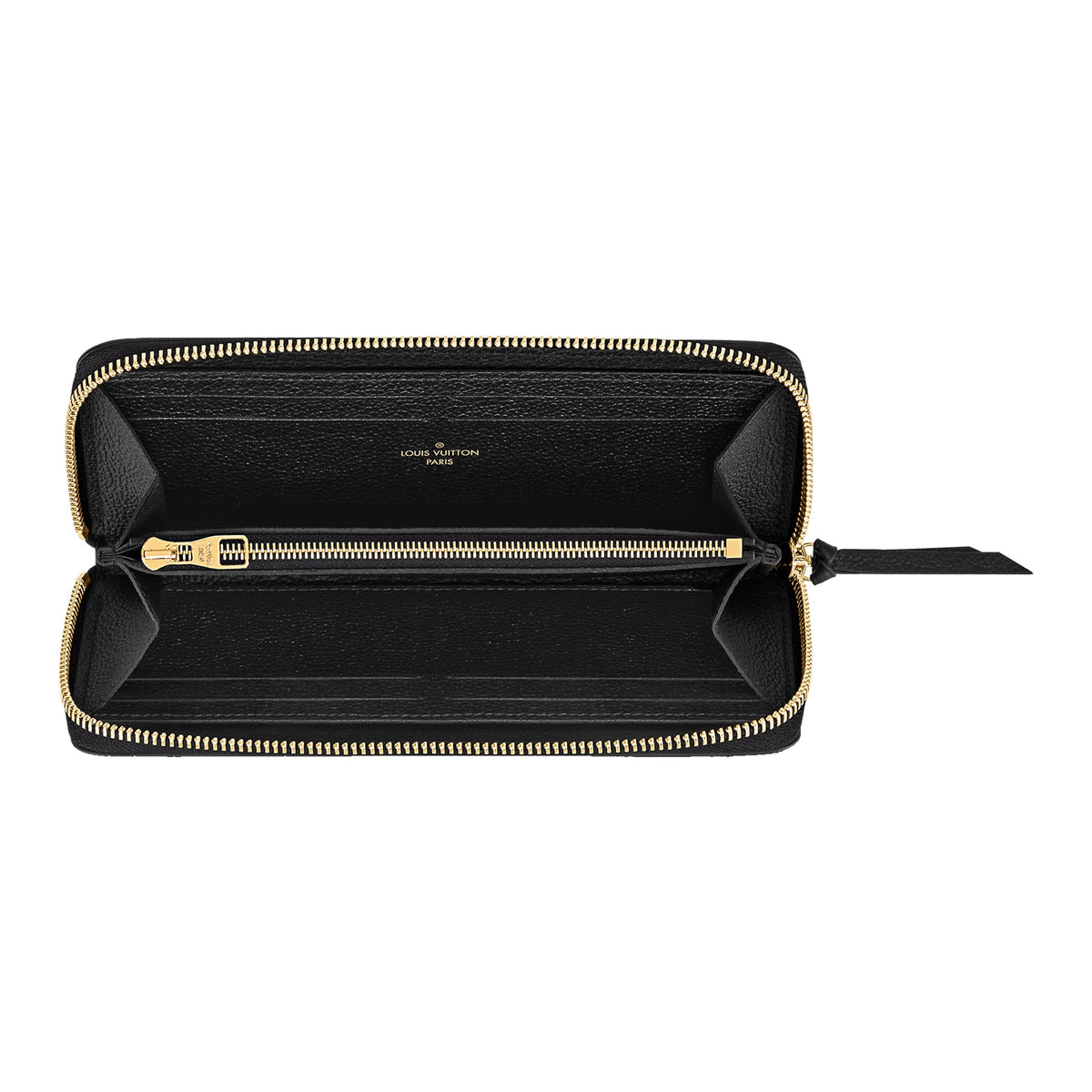 LOUIS VUITTON Clemence Women's Black and Beige Embossed Cowhide Leather Zip Wallet M82338