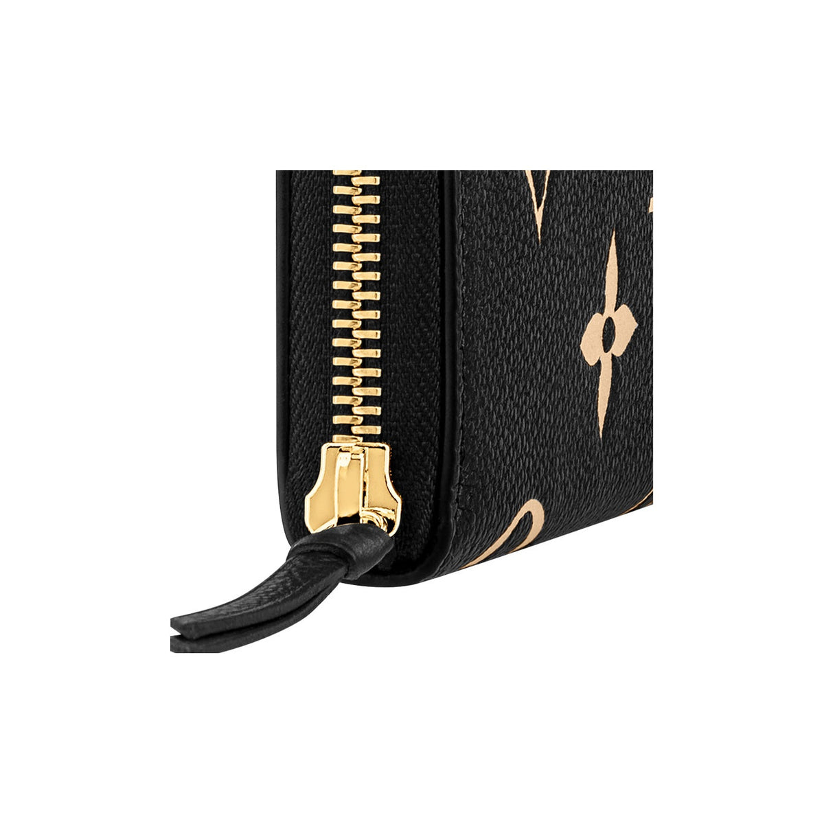 LOUIS VUITTON Clemence Women's Black and Beige Embossed Cowhide Leather Zip Wallet M82338