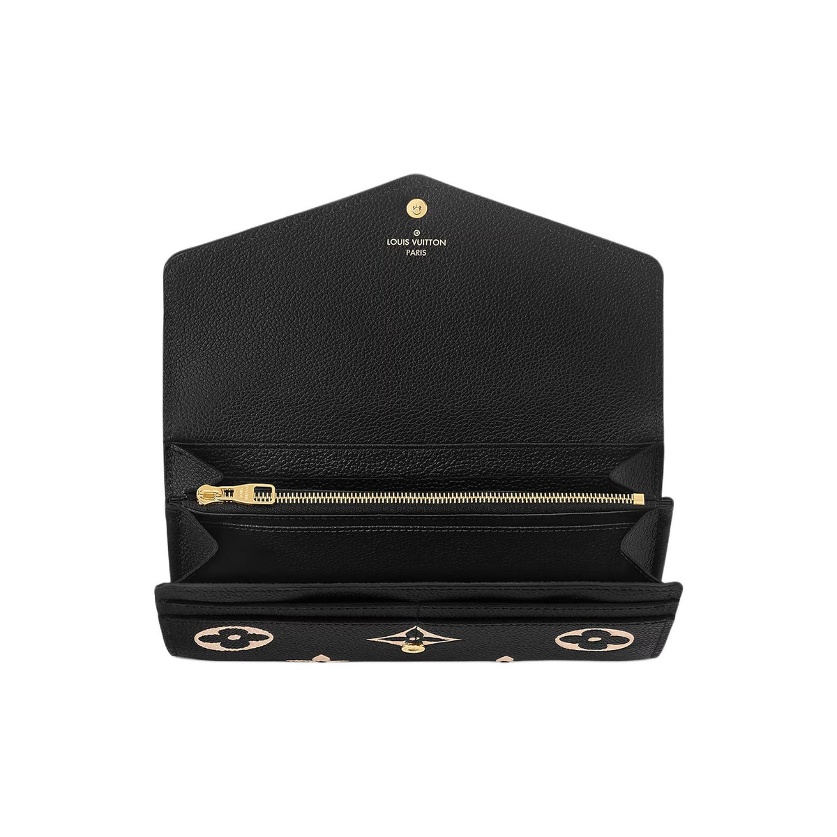 LOUIS VUITTON Sarah Women's Black and Off-White Monogram Empreinte Leather Wallet M80496