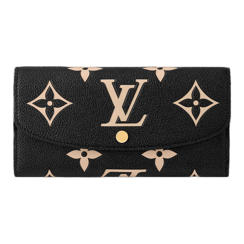 LOUIS VUITTON Emilie Women's Black Embossed Grained Cowhide Leather Wallet M83138