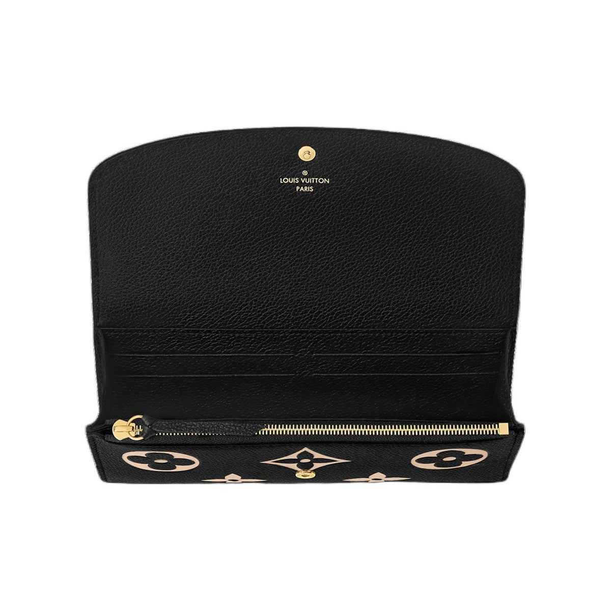 LOUIS VUITTON Emilie Women's Black Embossed Grained Cowhide Leather Wallet M83138