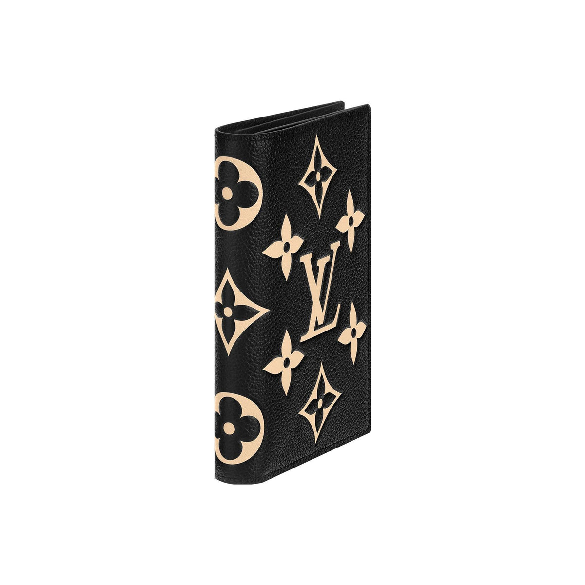 LOUIS VUITTON Women's Black and Beige Embossed Leather Passport Holder M46290