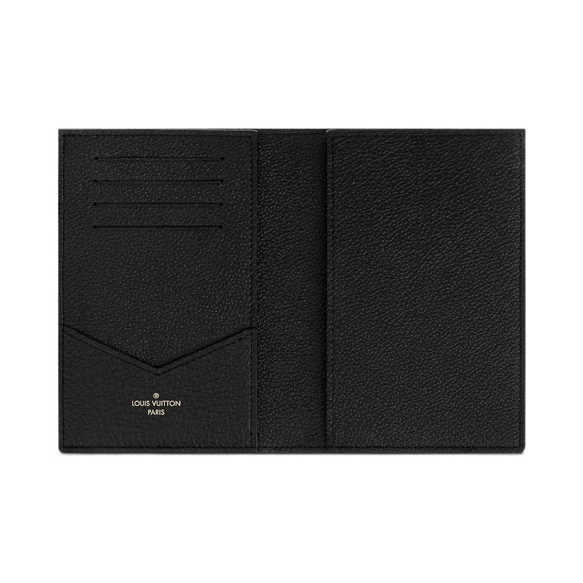 LOUIS VUITTON Women's Black and Beige Embossed Leather Passport Holder M46290