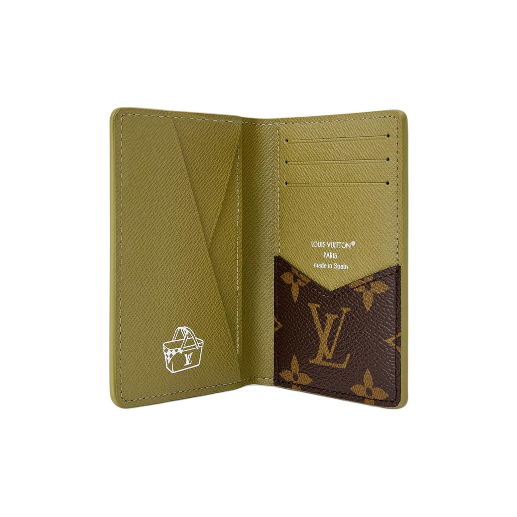 LOUIS VUITTON Pocket Organizer Men's Green Mountain Landscape Coated Canvas Card Holder
