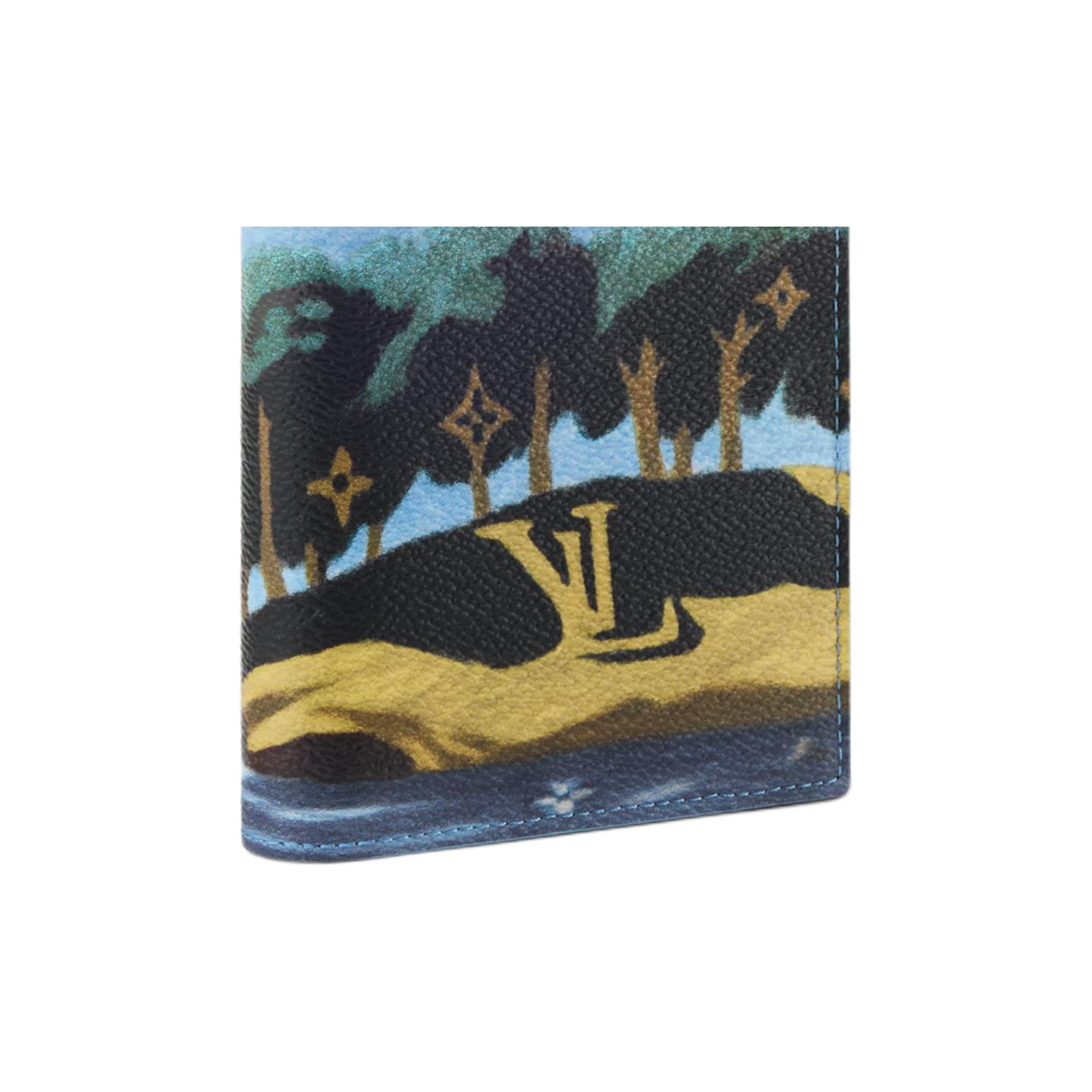 LOUIS VUITTON Men's Twilight Blue Island Coastline Faux Leather Passport Holder M29716