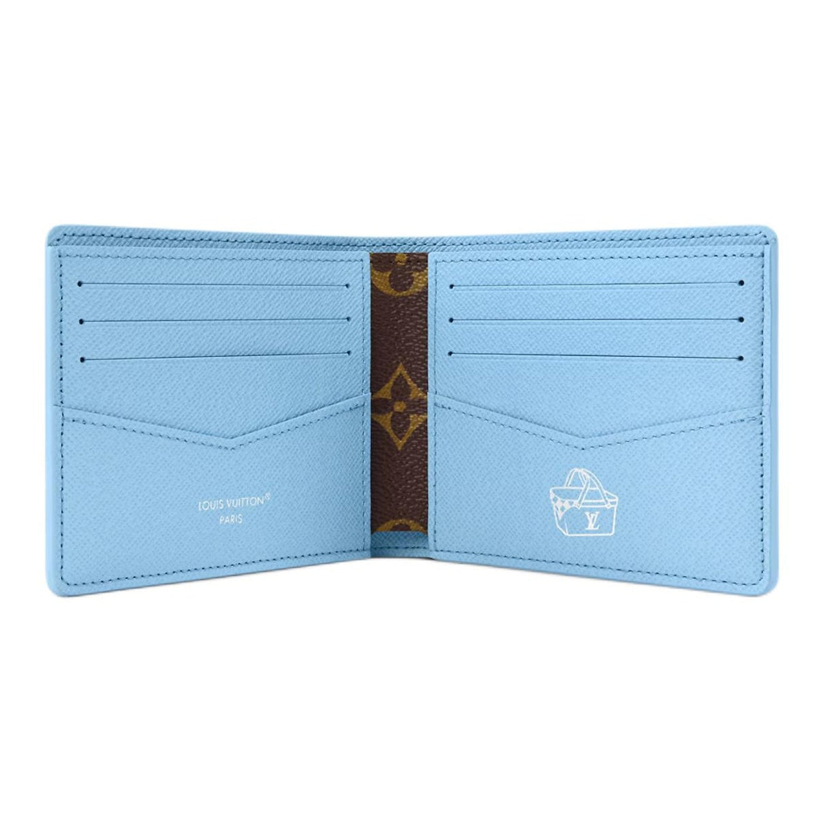 LOUIS VUITTON Slender Men's Blue Island Illustration Coated Canvas and Faux Leather Wallet M29742