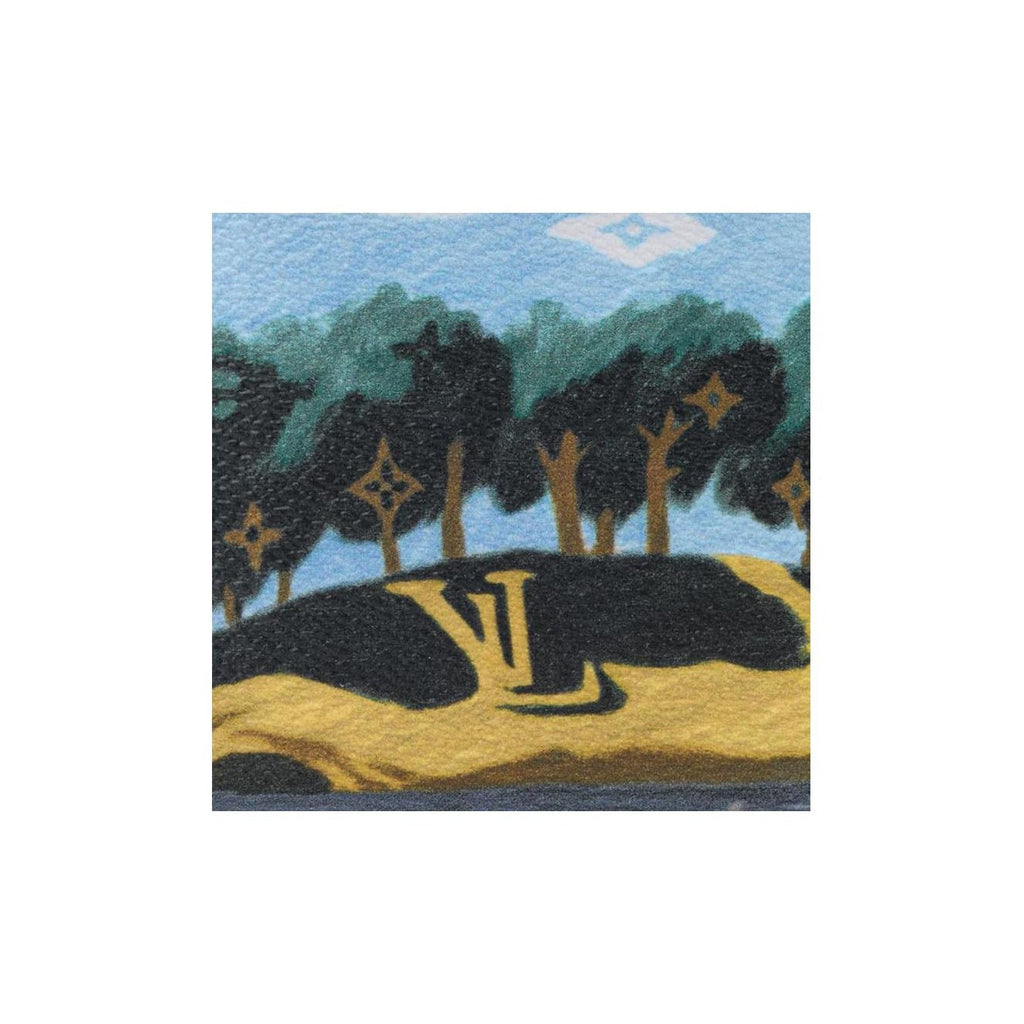 LOUIS VUITTON Slender Men's Blue Island Illustration Coated Canvas and Faux Leather Wallet M29742