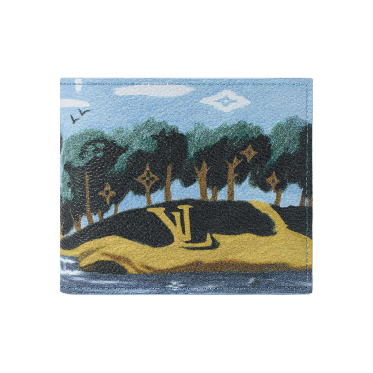 LOUIS VUITTON Men's Blue Monogram Highland Canvas Coastal Print Wallet M3A085