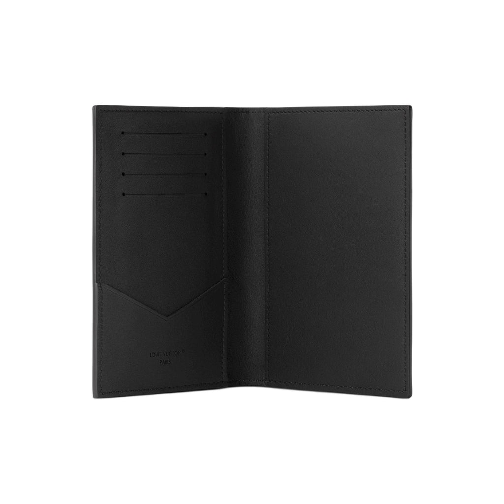 LOUIS VUITTON Men's Black Waxed Cowhide Leather Passport Holder M2A176