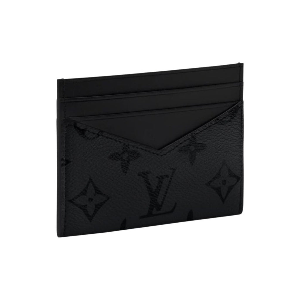 LOUIS VUITTON Triple Card Holder Men's Black Monogram Midnight Canvas and Faux Leather M2A674