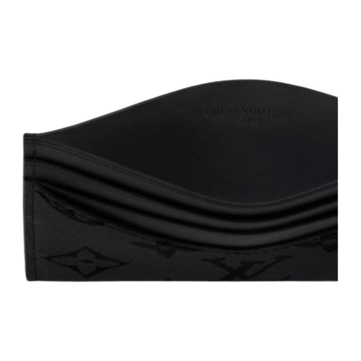LOUIS VUITTON Triple Card Holder Men's Black Monogram Midnight Canvas and Faux Leather M2A674
