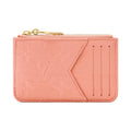 LOUIS VUITTON Romy Women's Strawberry Pink Cowhide Leather Zip Card Holder M27667