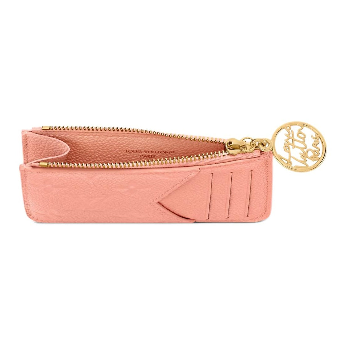 LOUIS VUITTON Romy Women's Strawberry Pink Cowhide Leather Zip Card Holder M27667