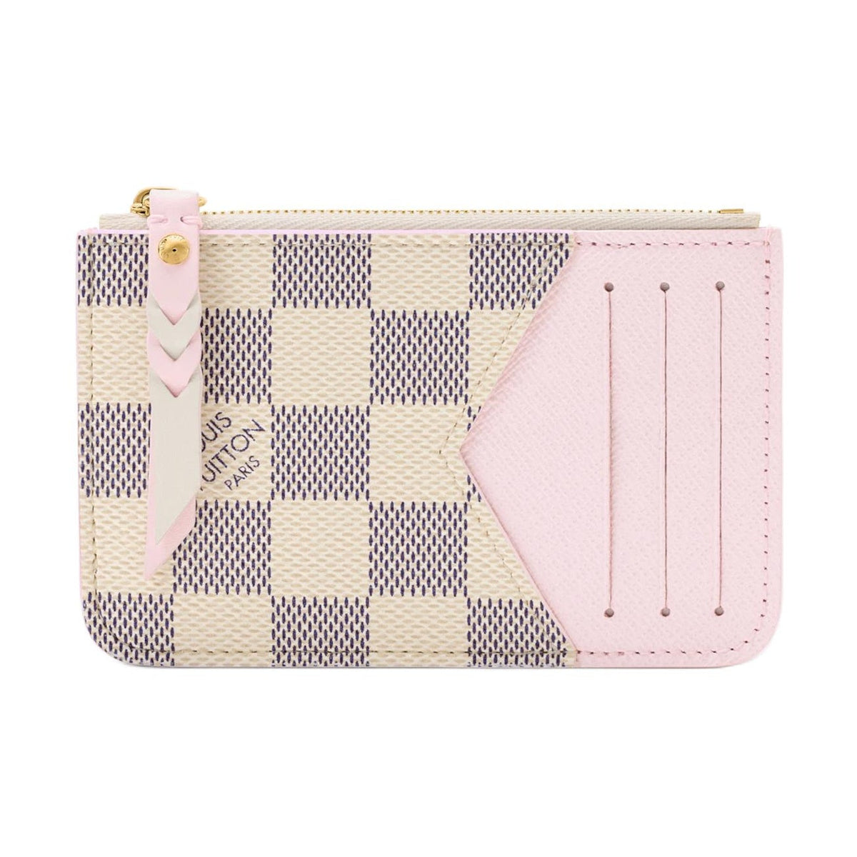 LOUIS VUITTON Romy Women's Cream and Purple Checkerboard Coated Canvas Card Holder N40922