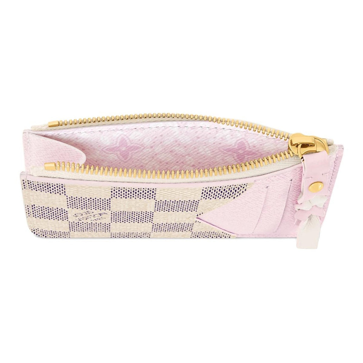 LOUIS VUITTON Romy Women's Cream and Purple Checkerboard Coated Canvas Card Holder N40922