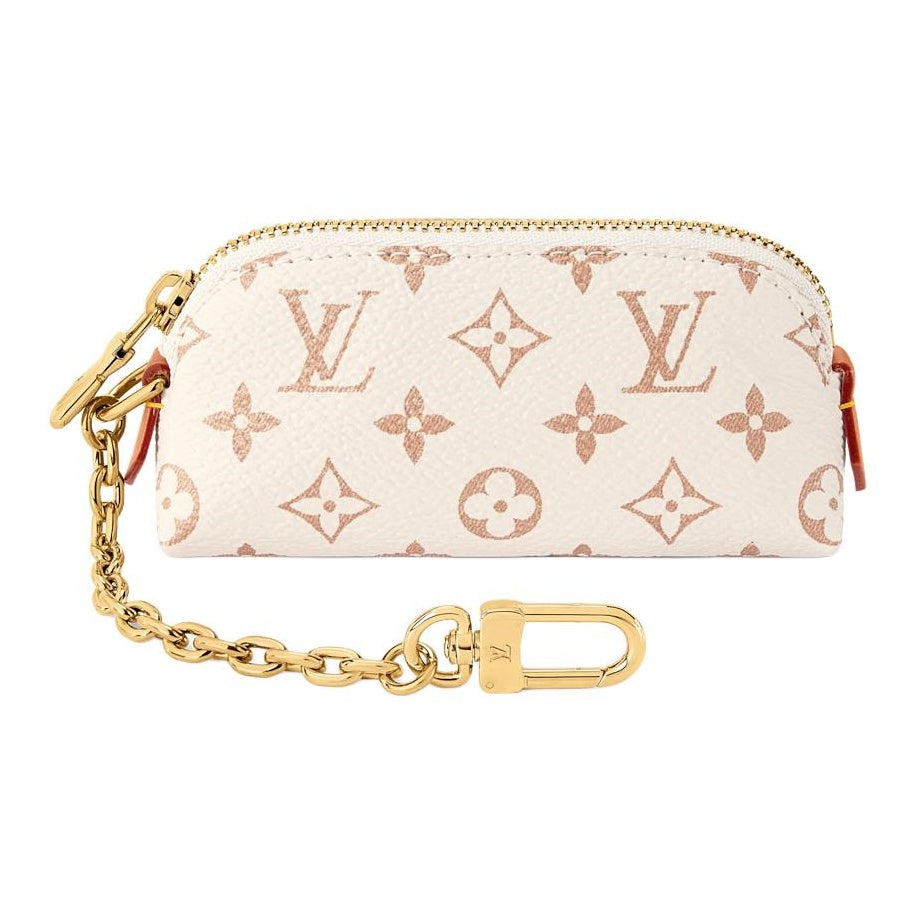 LOUIS VUITTON Lipstick Women's Beige Monogram Dune Coated Canvas and Faux Leather Cosmetic Pouch M2A287