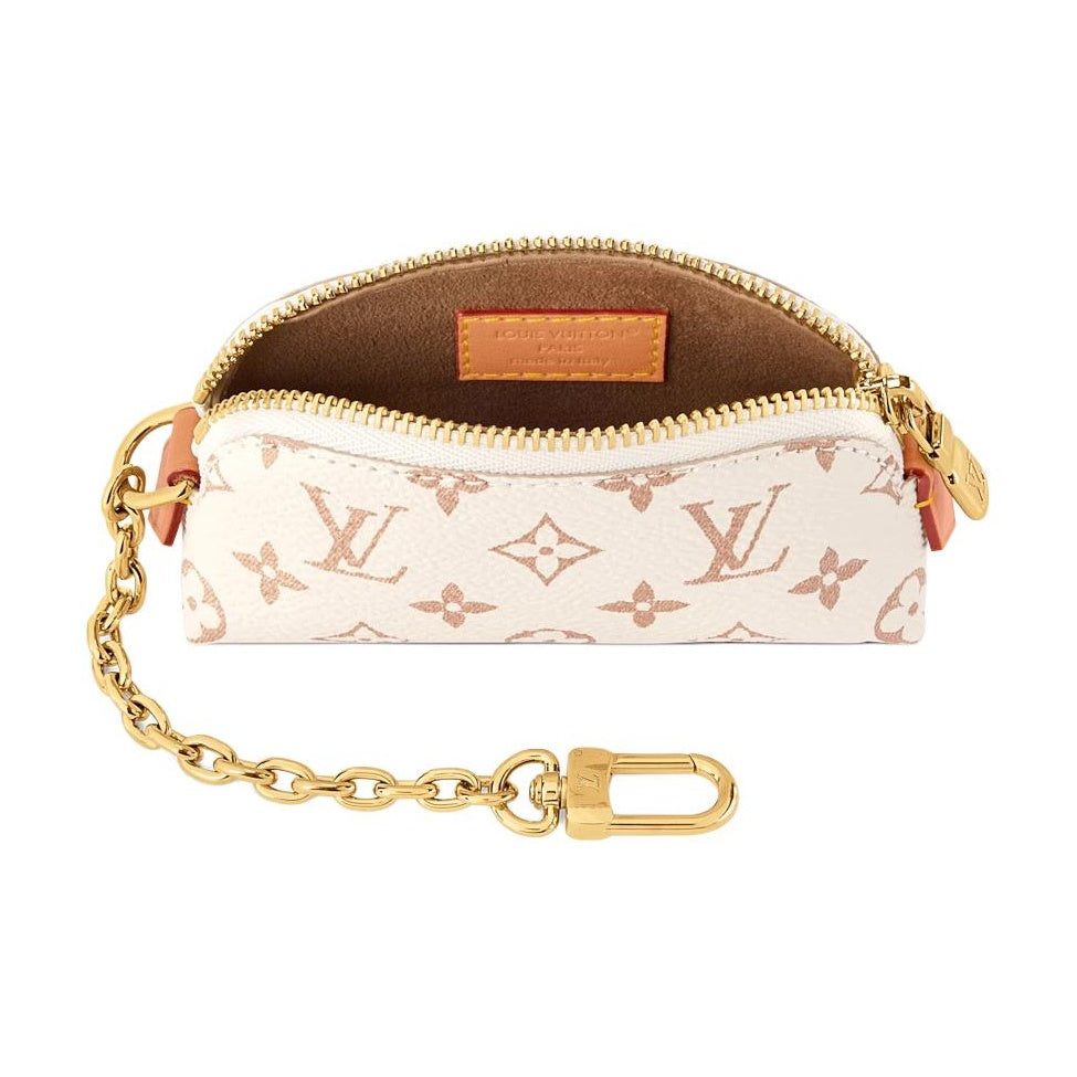 LOUIS VUITTON Lipstick Women's Beige Monogram Dune Coated Canvas and Faux Leather Cosmetic Pouch M2A287