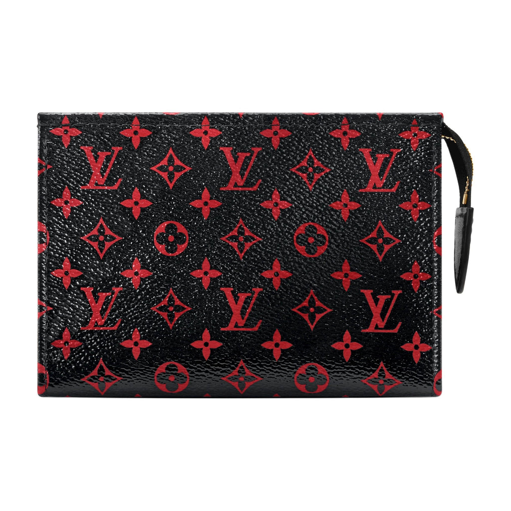 LOUIS VUITTON Poche Toilette Small Unisex Black and Red Monogram Infrarouge Coated Canvas Toiletry Bag M29704