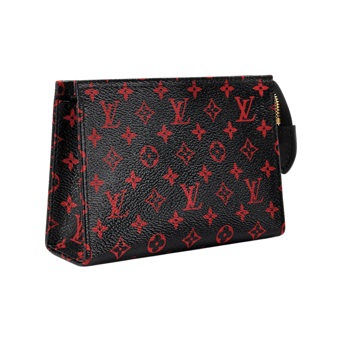 LOUIS VUITTON Poche Toilette Small Unisex Black and Red Monogram Infrarouge Coated Canvas Toiletry Bag M29704