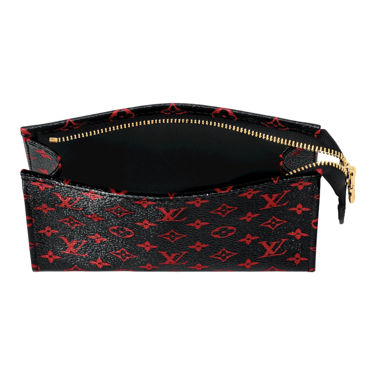 LOUIS VUITTON Poche Toilette Small Unisex Black and Red Monogram Infrarouge Coated Canvas Toiletry Bag M29704