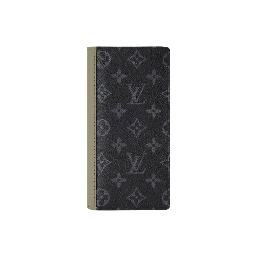 LOUIS VUITTON Brazza Men's Black and Green Monogram Eclipse Coated Canvas Wallet M28815