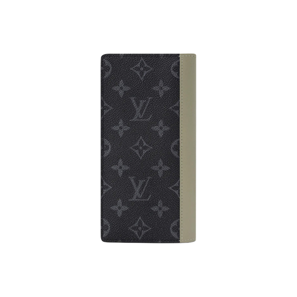 LOUIS VUITTON Brazza Men's Black and Green Monogram Eclipse Coated Canvas Wallet M28815