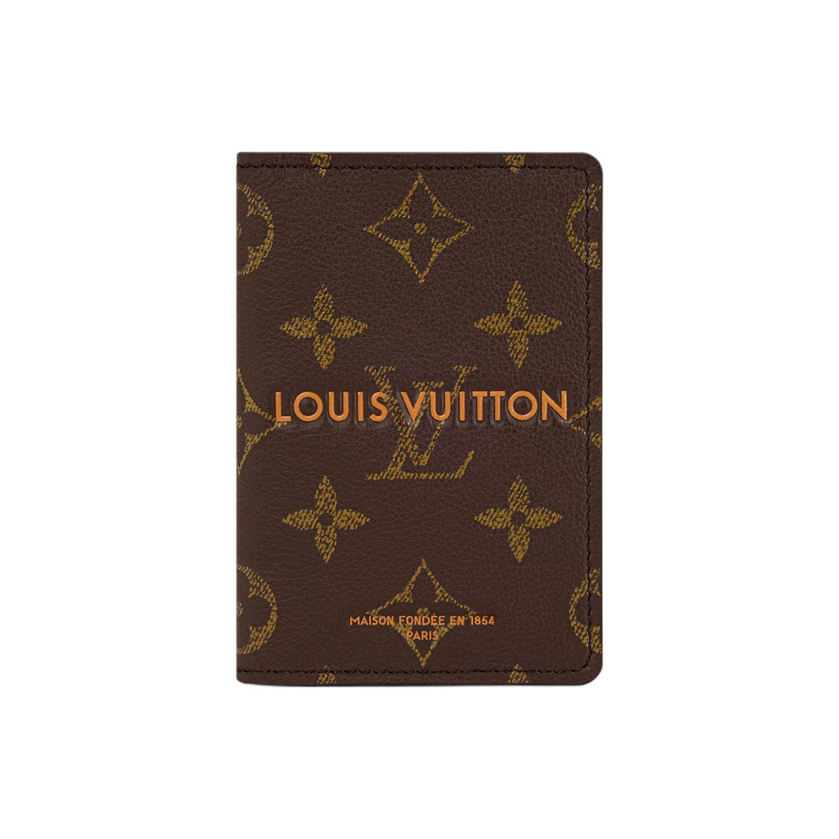 LOUIS VUITTON Pocket Organizer Calfskin Card Holder - Brown and Ochre Yellow - M2A495