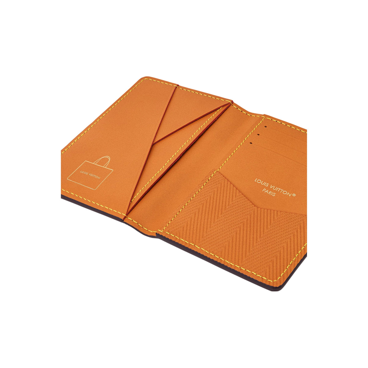 LOUIS VUITTON Pocket Organizer Calfskin Card Holder - Brown and Ochre Yellow - M2A495