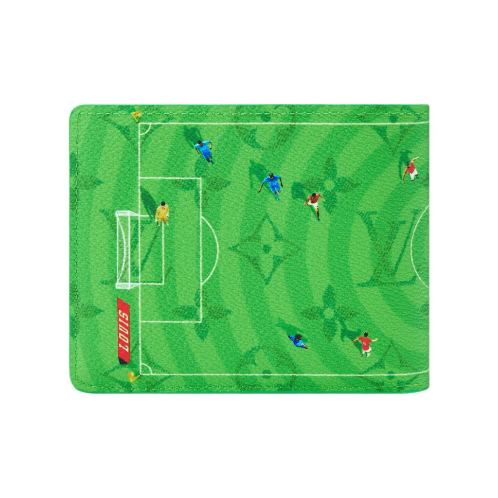 LOUIS VUITTON Multiple Soccer Field Print Coated Canvas and Faux Leather Wallet - Green - M28809