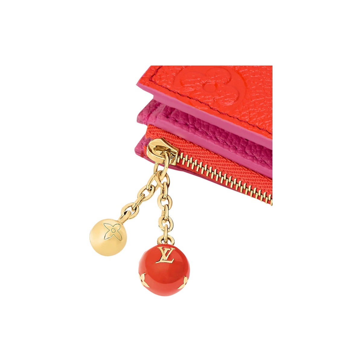 LOUIS VUITTON Lisa Cowhide Leather Wallet with Enamel Metal Sphere Zipper Pull - Blood Orange - M28981