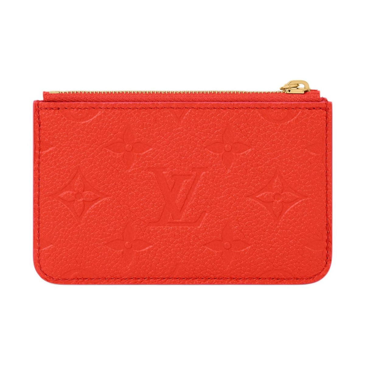 LOUIS VUITTON Romy Cowhide Leather Card Holder with Enamel Metal Sphere Charm - Blood Orange - M28984
