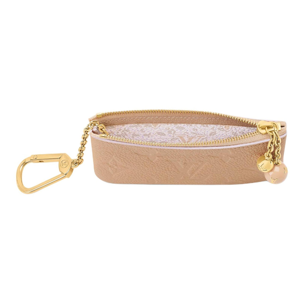 LOUIS VUITTON Monogram Empreinte Cowhide Leather Key Pouch with Sphere Zipper Pull - Hazelnut Brown - M28993