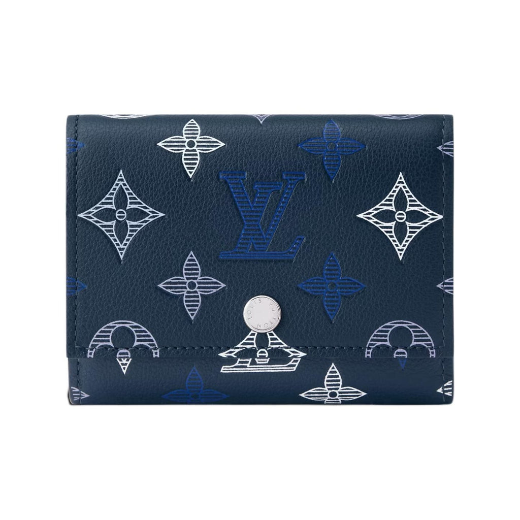 LOUIS VUITTON Victor Monogram Shadow Calfskin Leather Wallet - Navy Blue - M29130