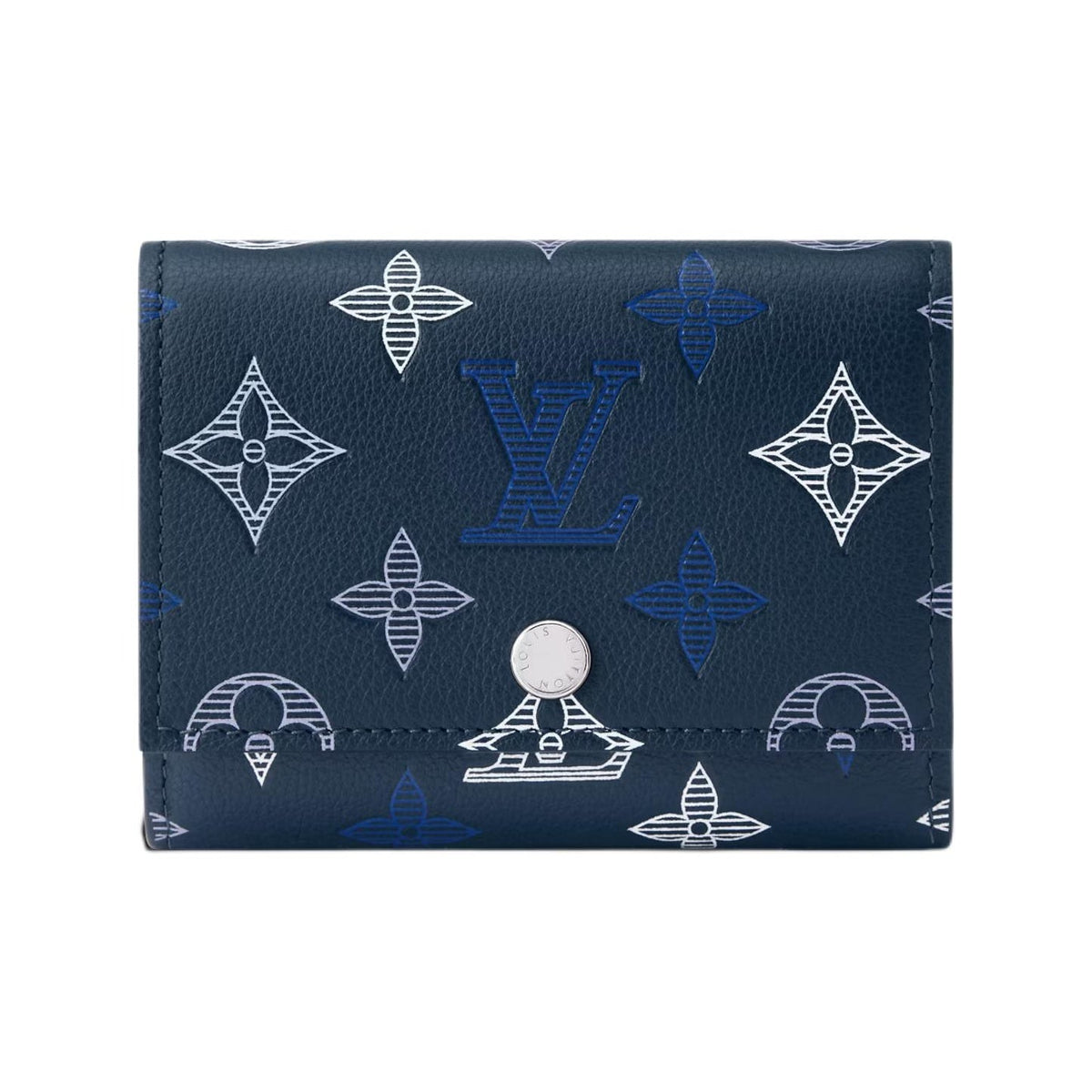 LOUIS VUITTON Victor Monogram Shadow Calfskin Leather Wallet - Navy Blue - M29130