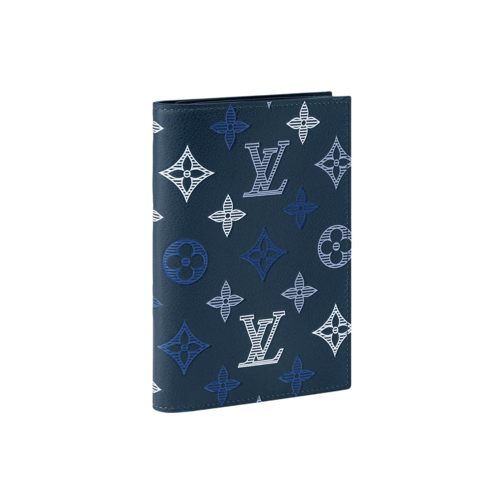LOUIS VUITTON Monogram Shadow Cowhide Leather Passport Holder - Dark Blue - M29132