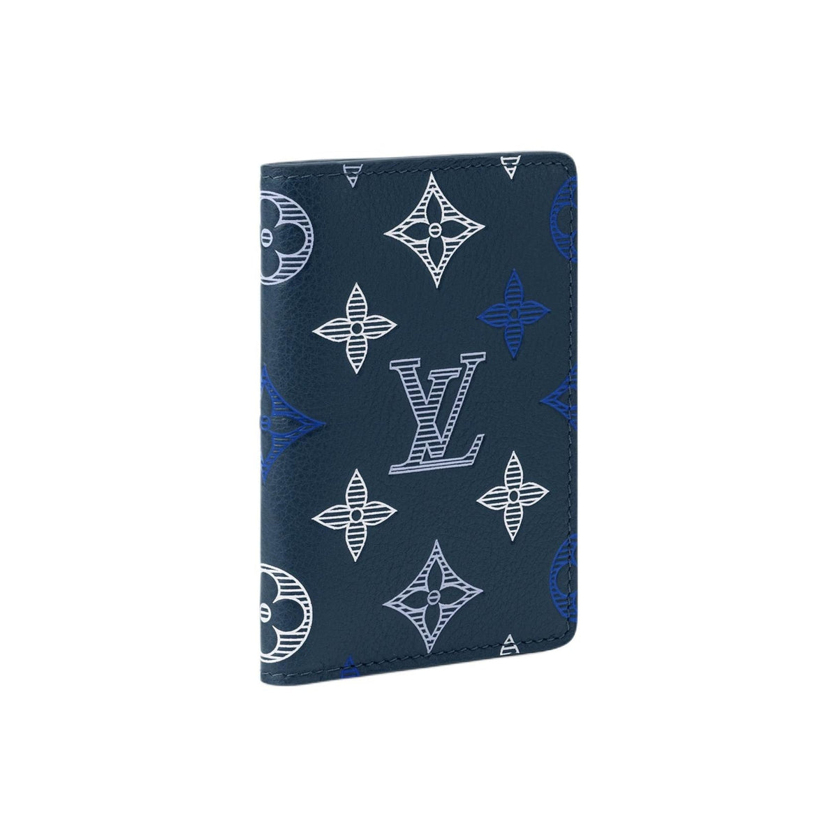 LOUIS VUITTON Monogram Shadow Gradient Logo Cowhide Leather Card Holder - Dark Blue - M29135