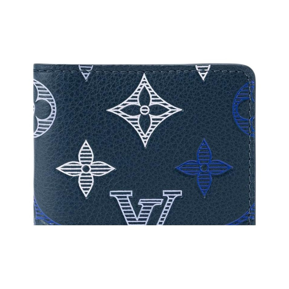 LOUIS VUITTON Monogram Shadow Gradient Logo Cowhide Leather Card Holder - Dark Blue - M29135
