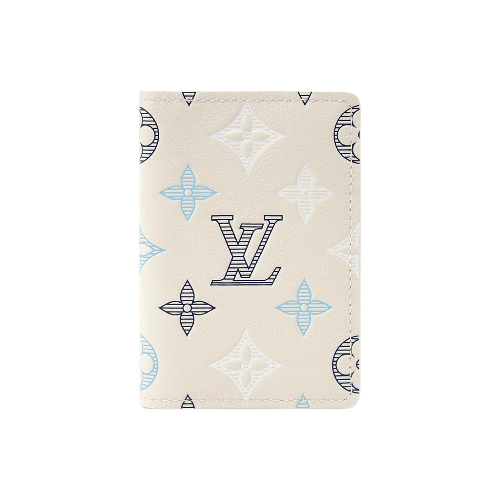LOUIS VUITTON Monogram Shadow Contrast Embossed Cowhide Leather Card Holder - White - M29134